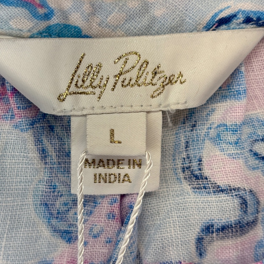 Lilly Pulitzer Amerie Linen Midi Dress Bahamas Beachcomber  Large‎ New Beach - Picture 6 of 10